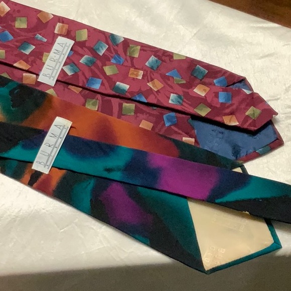 Burma Bibas Vintage 100% silk ties, bundle of 4 - Picture 7 of 10
